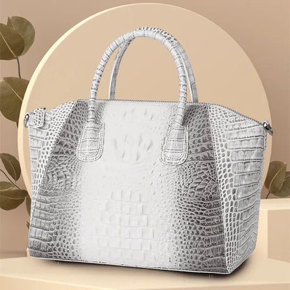 Luxury Crocodile Leather Women's Handbags Large Capacity Briefcase Shoulder Messenger Bag Lady Portable White Leather Tote Bags