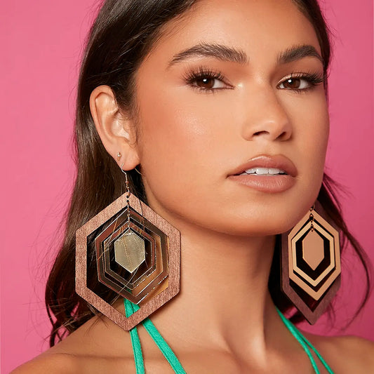 Retro Big Quadrilateral Earrings