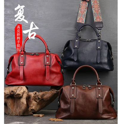 Vintage Genuine Leather Women's Tote Handbag