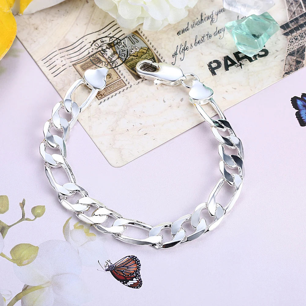 New Fine 925 Sterling silver classic 10MM geometry Chain bracelets neckalces fashion noble jewelry set for man women gifts