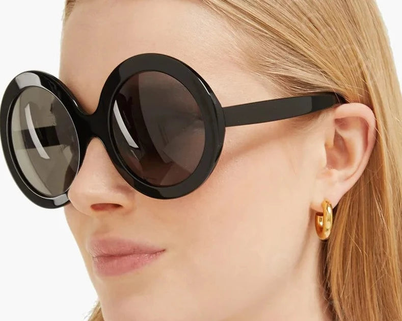 Vintage Big Round Sunglasses Women Brown Gradient Oversized
