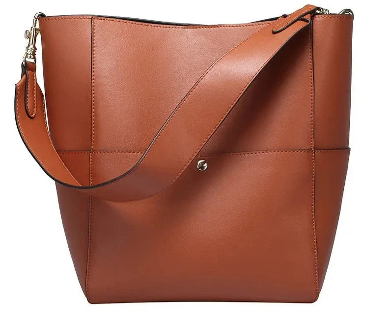 Vintage Genuine Leather Bucket Shoulder Bag