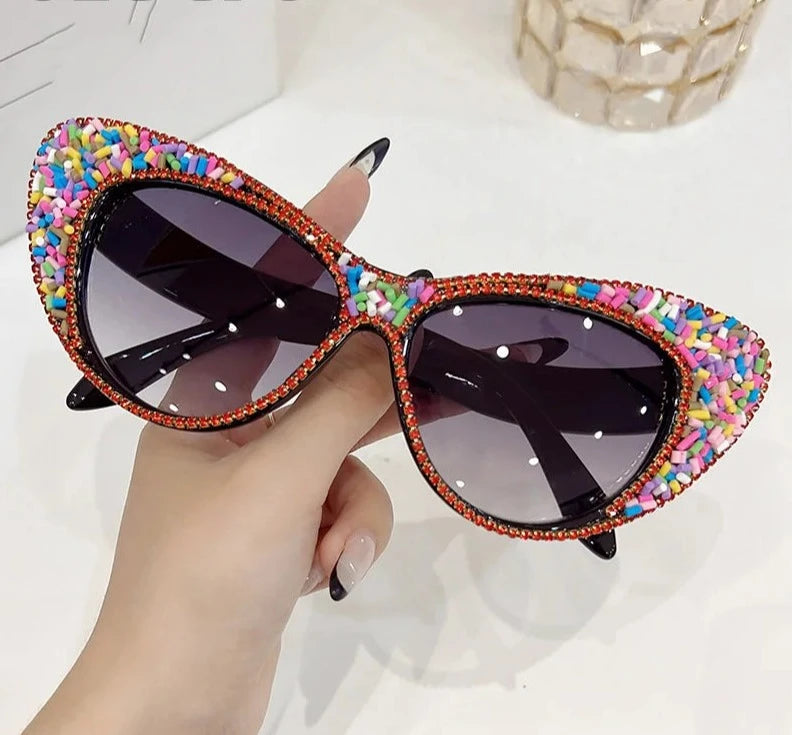 Oversized Cat Eye Rhinestone Sunglasses