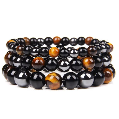 Natural Black Obsidian Hematite Tiger Eye Beads Bracelets Men for Magnetic Health Protection  Soul Jewelry Pulsera Hombre