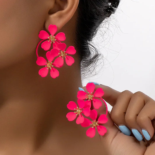 Fashion Exaggeration Retro Flower Earrings