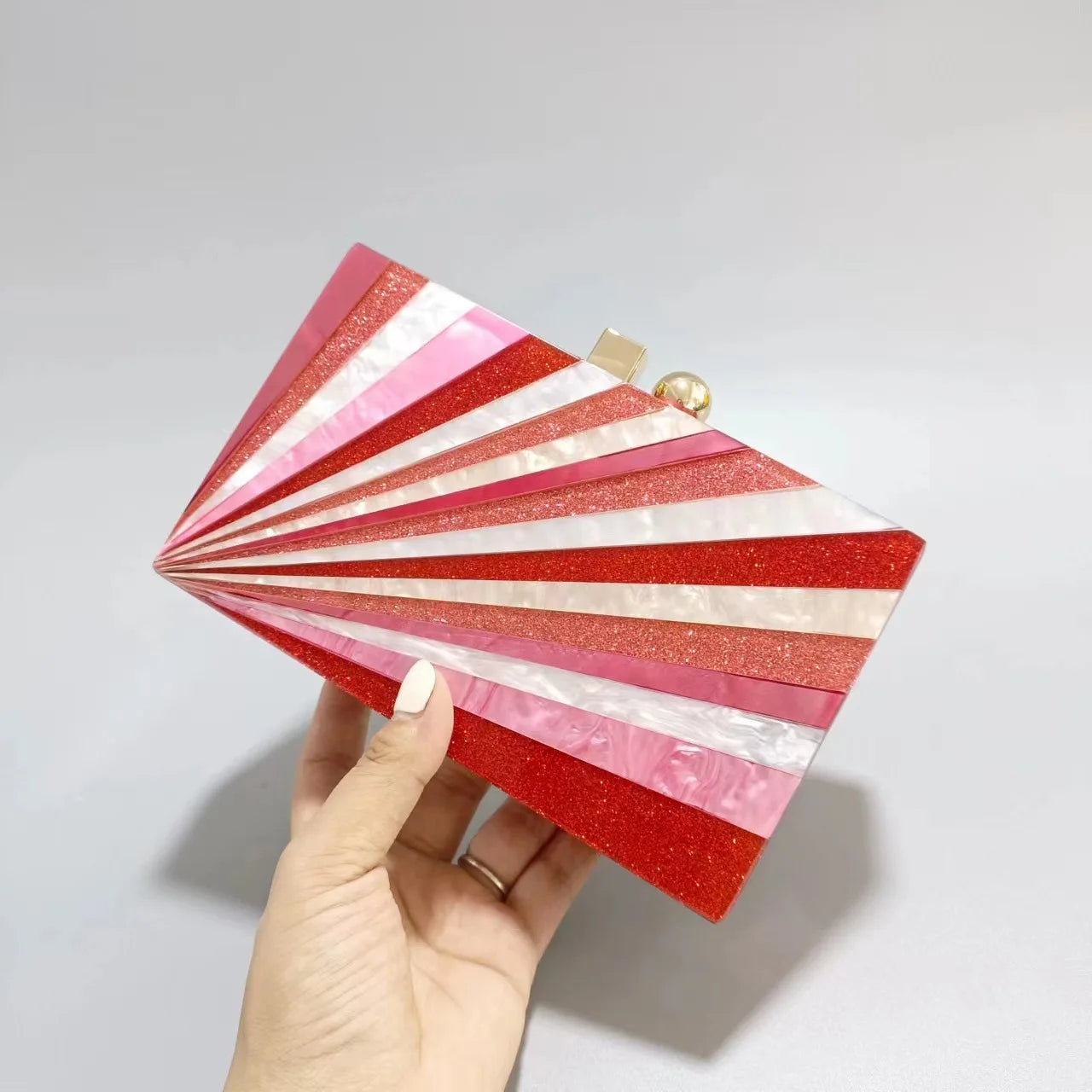 Red And Glitter Fashion Acrylic Clutch