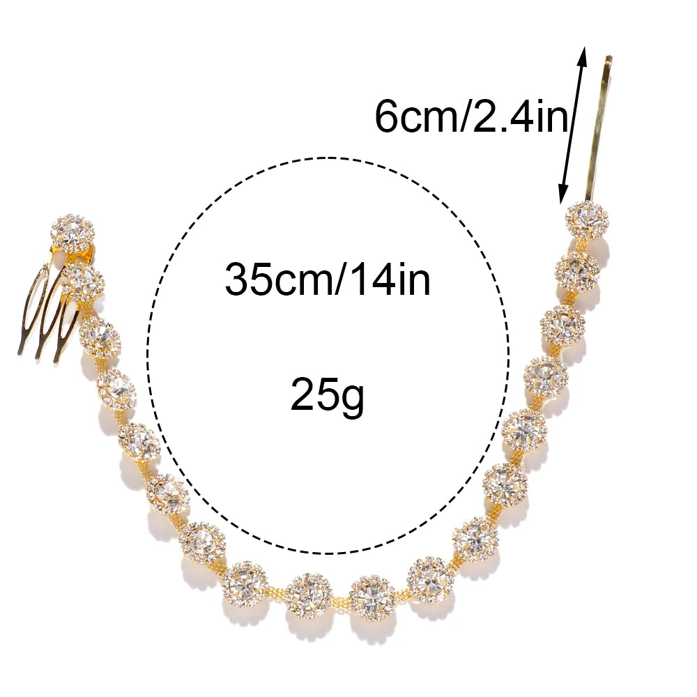 Rhinestone Headdress Wedding Hair Comb Chain 1pc