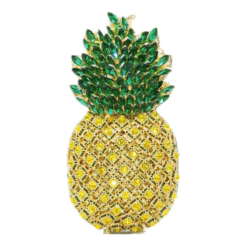 DG Peafowl  Fruits Pineapple  Crystal Evening Bag Dazzling Diamond  Party Lady Purses Handbags  Cocktail party handbag