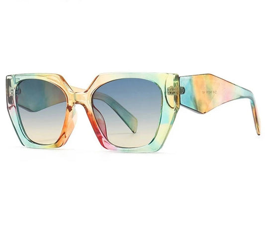 Retro Polygon Cat Eye Colorful Sunglasses