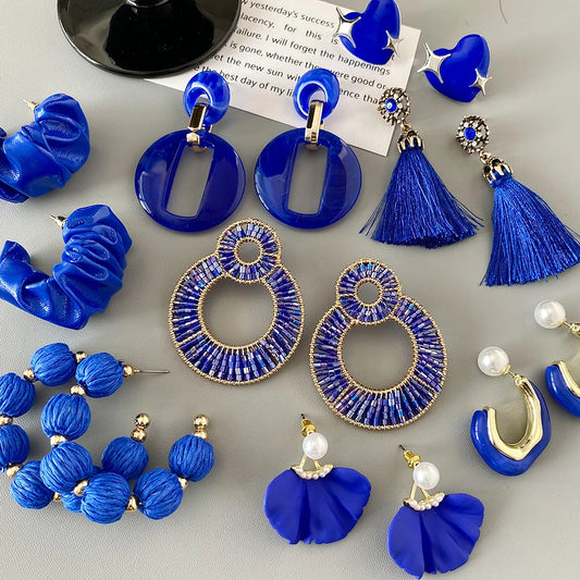 Blue Statement Earrings