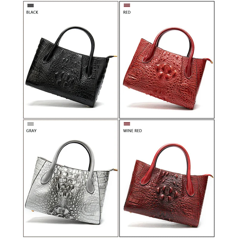 women's genuine leather handbag women ladies bag Crocodile pattern handbags designer tote-handle bags briefcase female