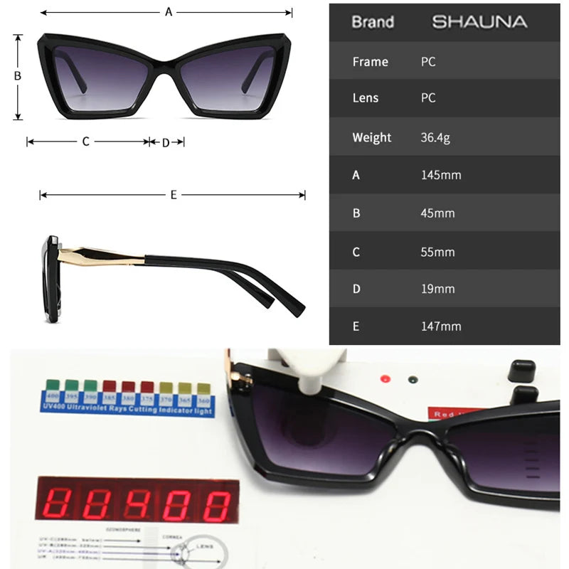 SHAUNA Retro Cat Eye Women Gradient Sunglasses Fashion Brand Designer Tea Blue Men Trending Sun Glasses Shades UV400