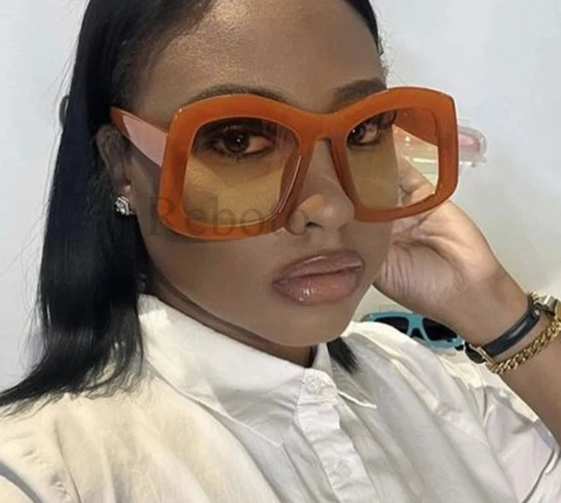 Retro Oversize Square Gradient Orange Sunglasses