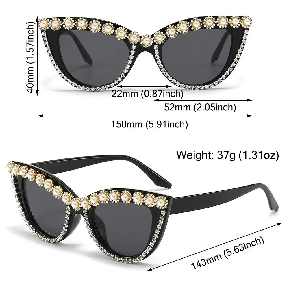 Jeweled Frame Women's Diamond Sunglasses Oversized Y2K Costume Party Glasses Cat Eye Rhinestone Sunglasses for Women & Men