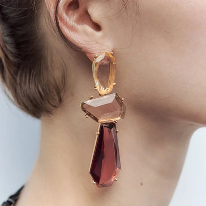 Vintage Resin Drop Earrings For Women Acrylic Earrings For Girls Trendy Geometric Korean Jewelry Wholesale