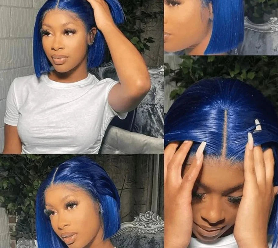 Bella Blue Bob Lace Wig Synthetic Lace Wigs For Female High Quality