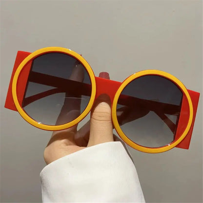 Fashion Oversized Round Sunglasses Women Contrast Color Shades UV400 Retro Unique Men Trending Gradient