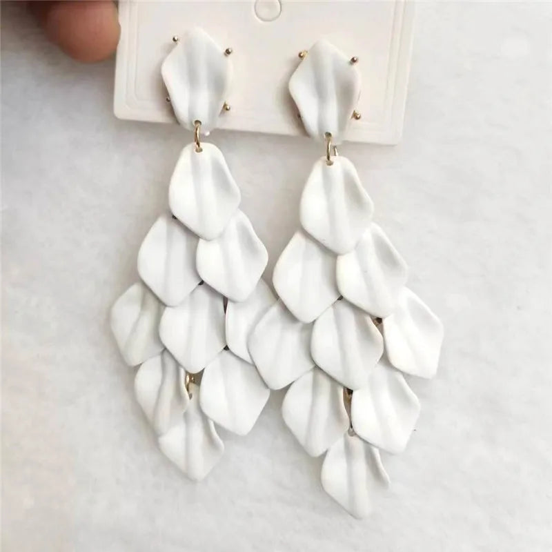 15 Colors Acrylic Petal Earrings For Women Handmade Design