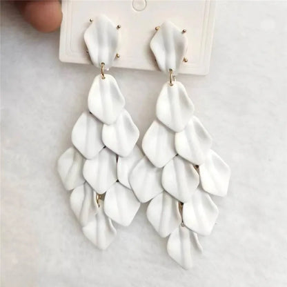 15 Colors Acrylic Petal Earrings For Women Handmade Design