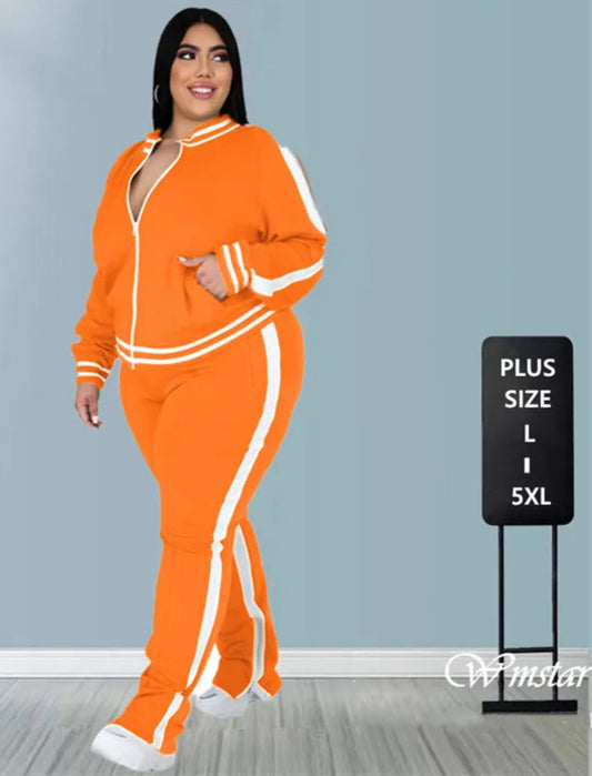 Plus Size Two Piece Set Women Jogger