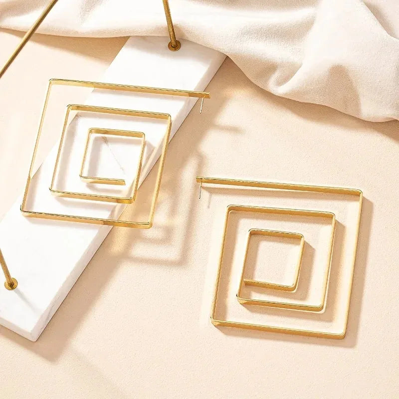 Exaggerated Geometric Quadrilateral Earrings