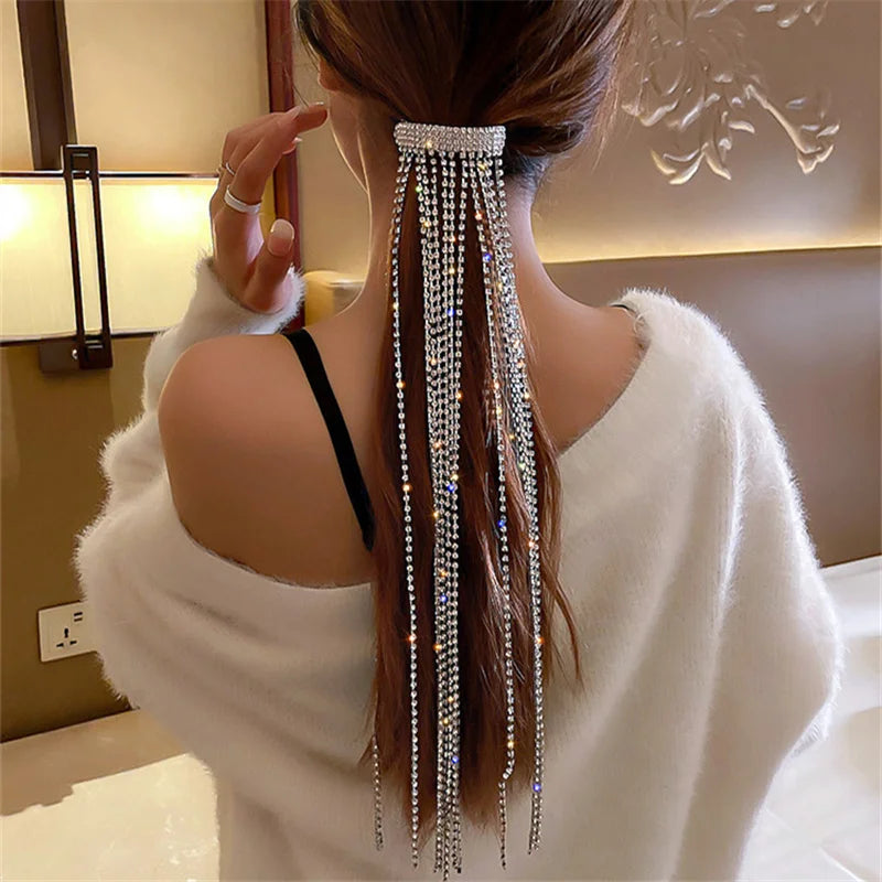 Rhinestone Hairpins Bijoux Long Tassel Crystal Hair Accessories