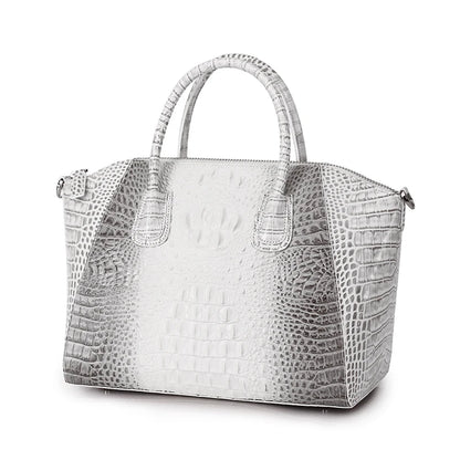 Luxury Crocodile Leather Women's Handbags Large Capacity Briefcase Shoulder Messenger Bag Lady Portable White Leather Tote Bags