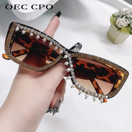 Diamonds Rectangle Sunglasses Women Sexy Trends Luxury Rhinestone Sun Glasses Ladies Fashion Shades UV400 Eyewear De Sol Oculos