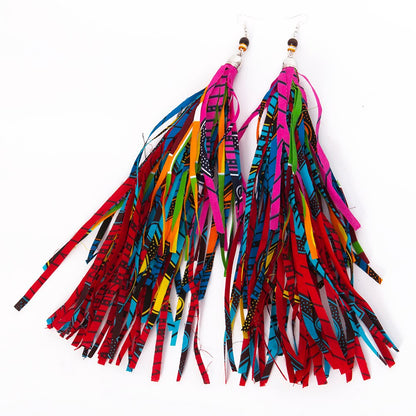 Fabric Handmade Earrings With Tassel Boho Long Earrings African