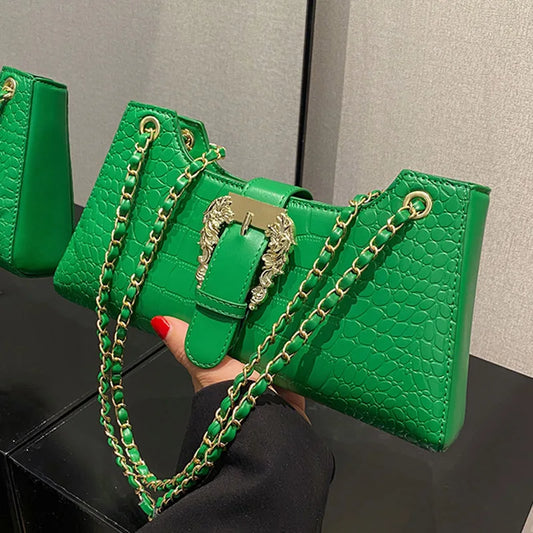 Crocodile Pattern Chain Shoulder Bags Handbags