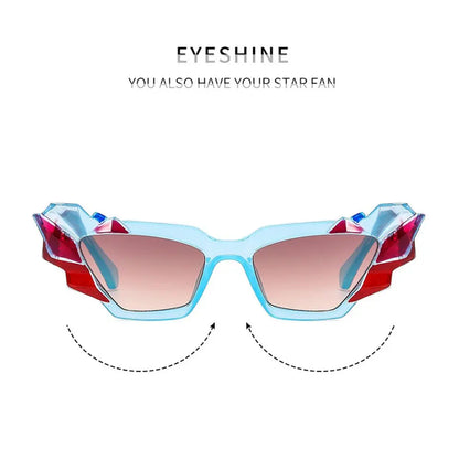 Fashion Colorful Cat Eye Sunglasses Women Retro Unique Polygon Eyewear Shades UV400 Men Candy Colors Gradient Sun Glasses