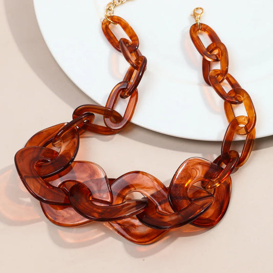 FishSheep Trendy Acrylic Tortoiseshell Choker Necklaces