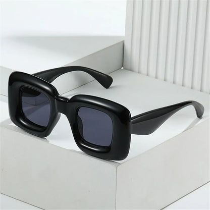 Retro Y2K Square Candy Color Women Sunglasses UV400 Inflated Frame Brand Designer Men Red Yellow Unique Sun Glasses Wide Legs