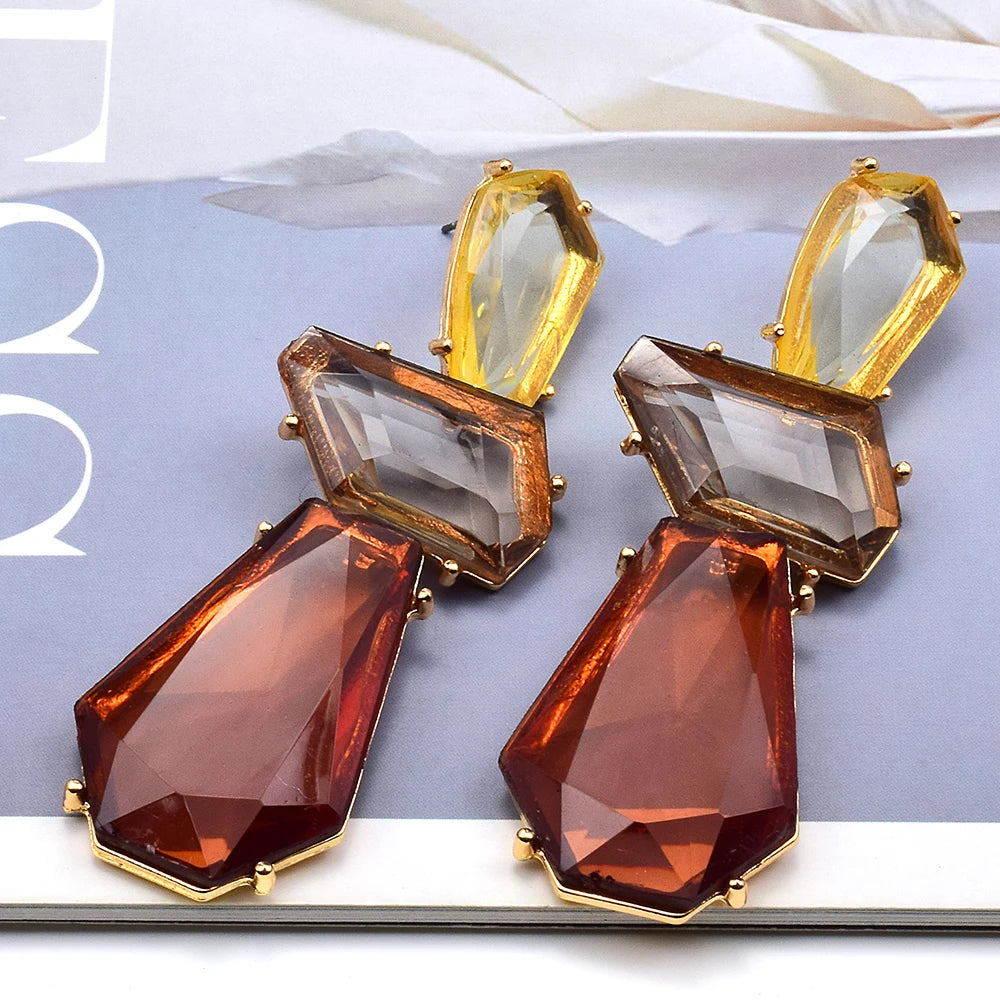 Vintage Resin Drop Earrings For Women Acrylic Earrings For Girls Trendy Geometric Korean Jewelry Wholesale