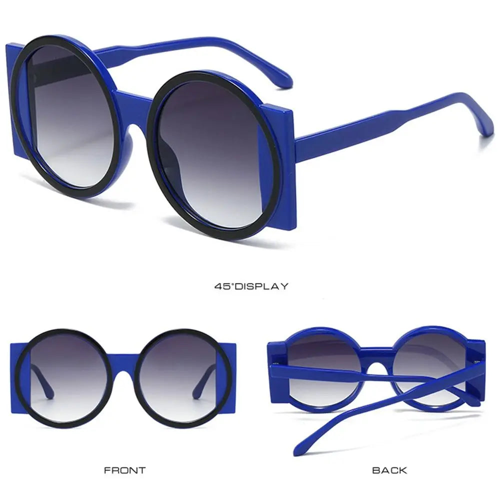 Fashion Oversized Round Sunglasses Women Contrast Color Shades UV400 Retro Unique Men Trending Gradient