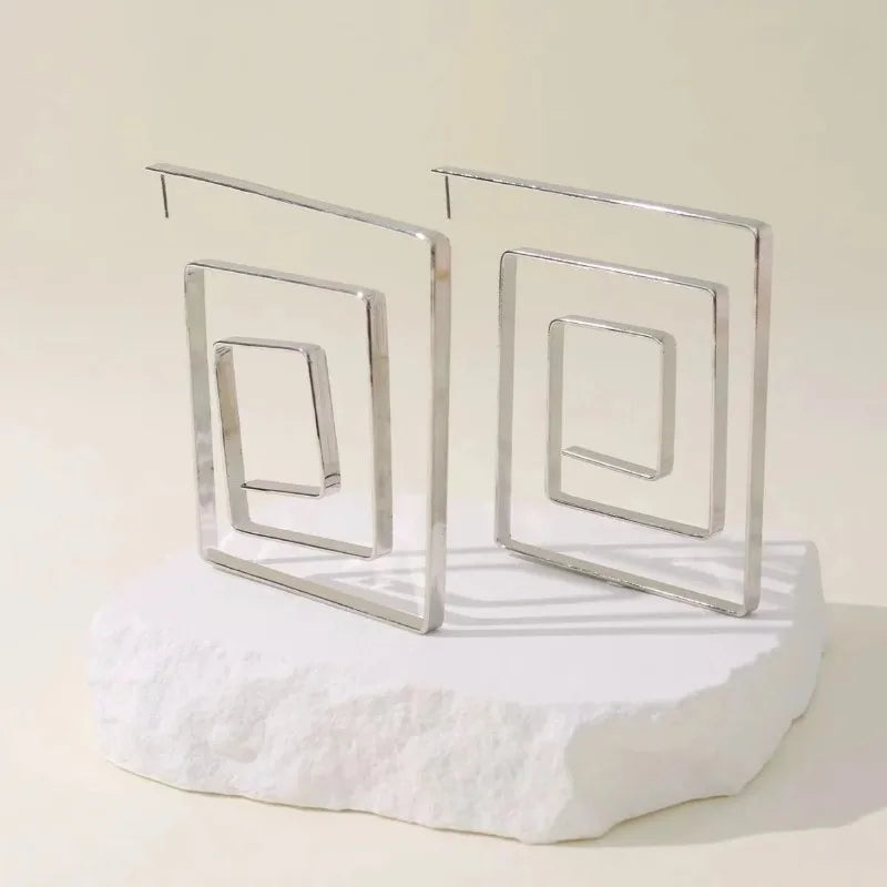 Exaggerated Geometric Quadrilateral Earrings