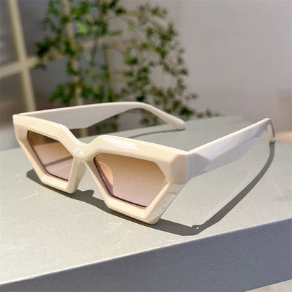 Fashion Vintage Rhombus Cat Eye Sunglasses Women For Men Trend Sun Glasses Punk Luxury Brand Designer Big Frame Eyeglasses UV400