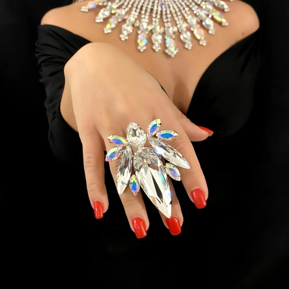 Large Rhinestone Exaggerate Rings