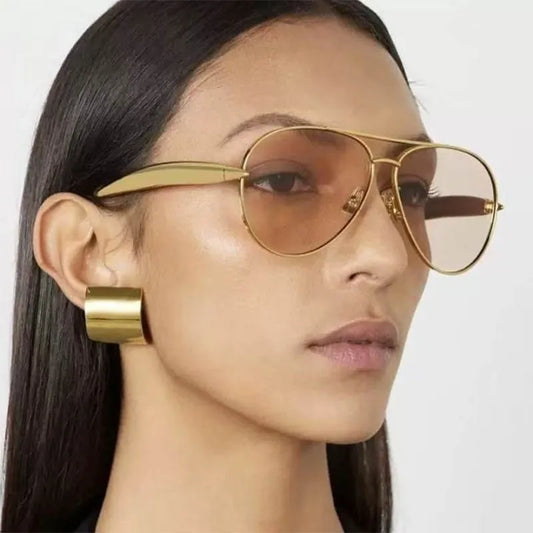 Oval Oversized Sunglasses Women Trendy Vintage Luxury Fashion Glasses