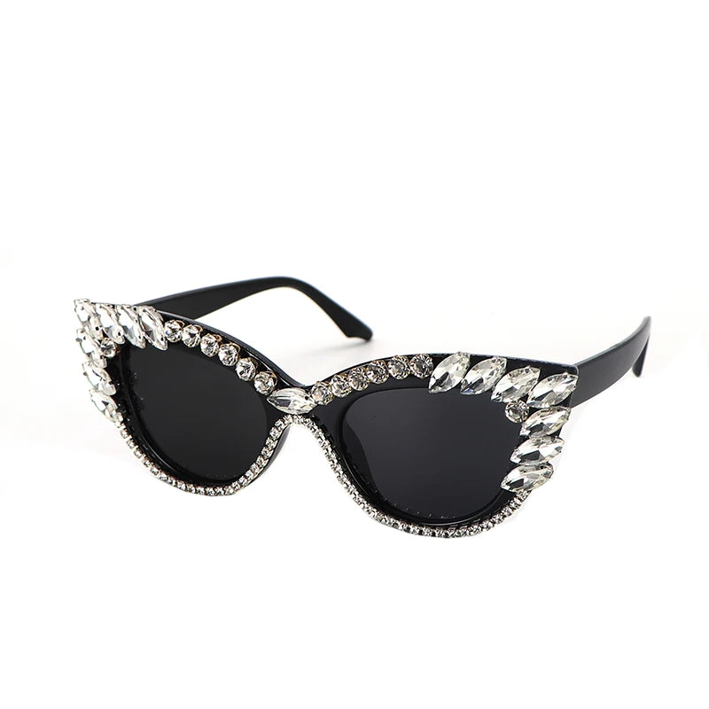 Fashion Rhinestone Sunglasses For Women Cat Eye Spectacle Frame Multicolor Suitable Variety Girl UV Protection Glasses