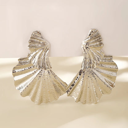 Exaggerated Large Wrinkled Leaves Earrings