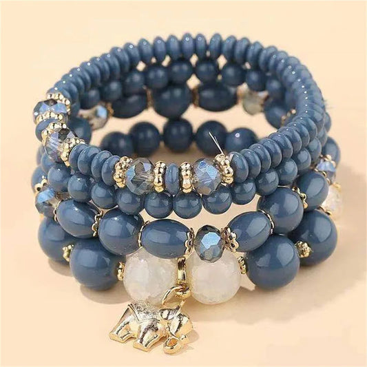DIEZI New Korean Multicolor Crystal Beads Elastic Rope Bracelets For Women Elephant Wrap Strand Bracelet Girls Pulseira Feminina