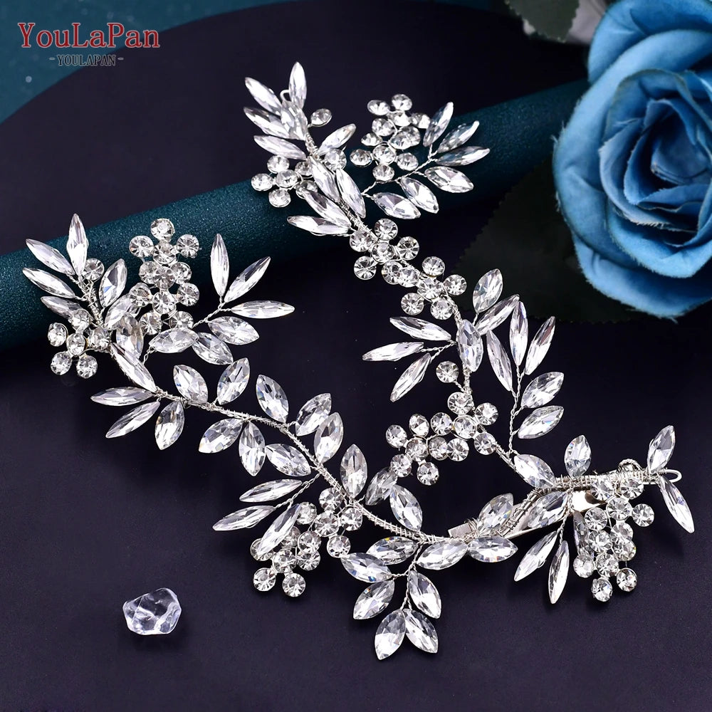 Flower Bridal Hair Clips Rhinestone Side Hairpin Accessory