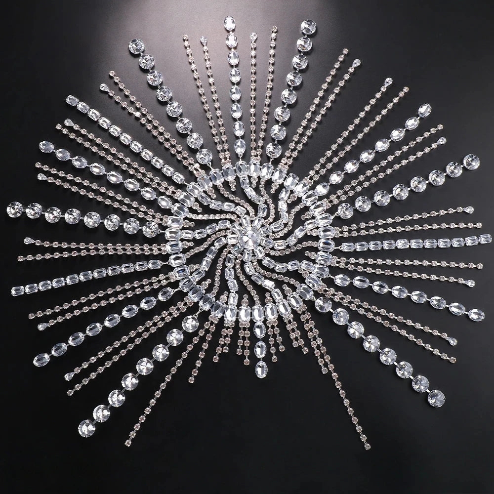 Luxury Crystal Square Tassel Hair Chain Bridal Headpiece