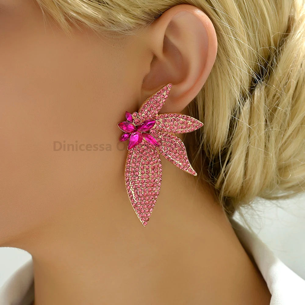 Wing Full Fashion Rhinestone Female Charm Dangle Drop Earrings For Women Luxury Design Unusual Wedding Party Jewelry Accessories