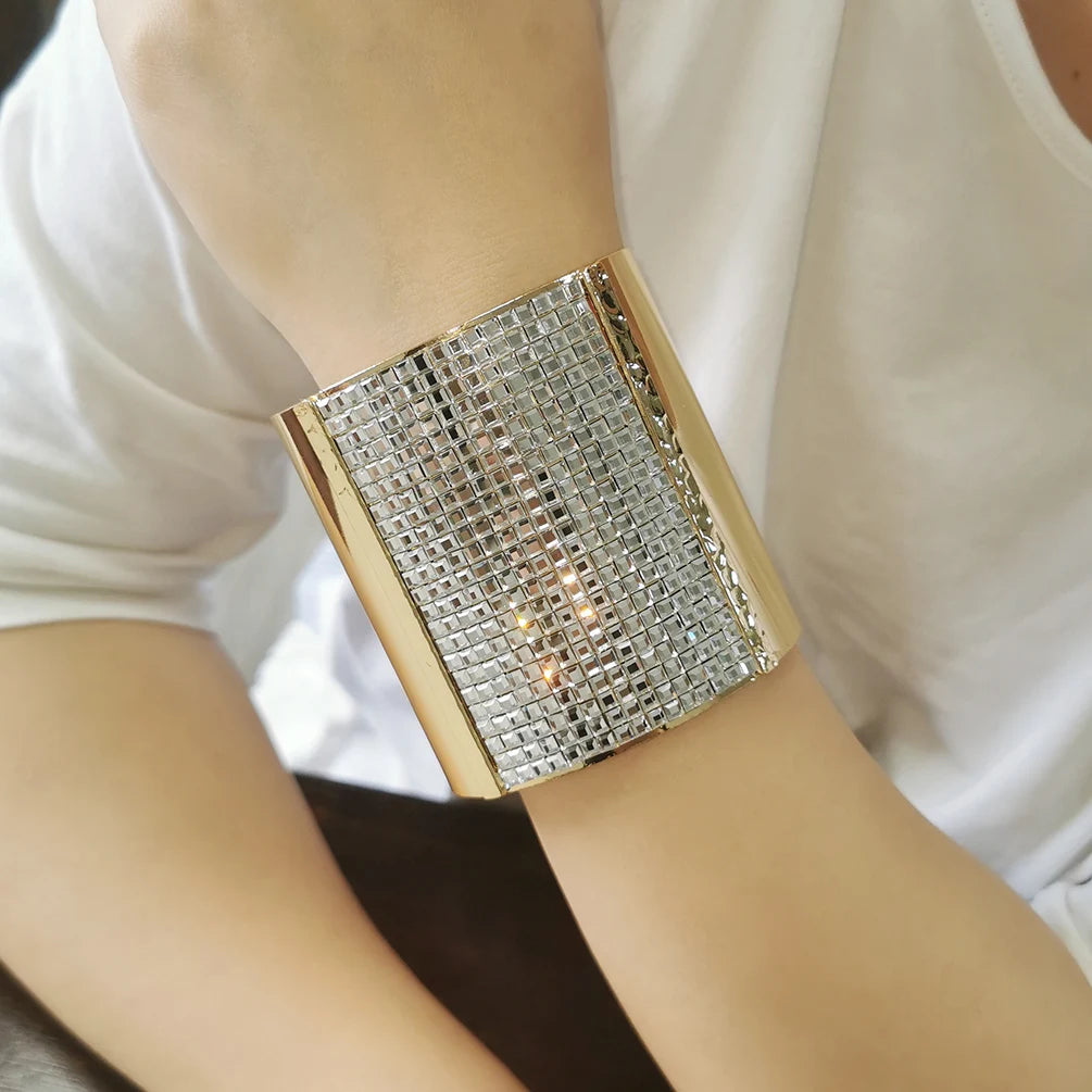 Luxury Sparkling Rhinestones Alloy Cuff Bracelets