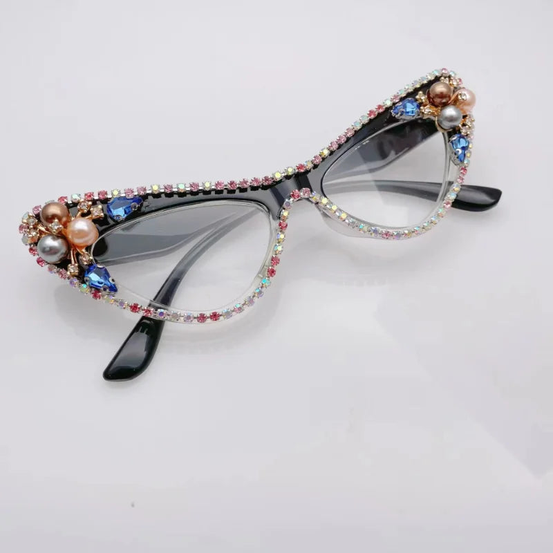 Womens Luxury Rhinestone Cat Eye Reading Glasses Fashion Ladies Glasses Anti-Glare Lenses Presbyopia Eyeglasses очки для зрения