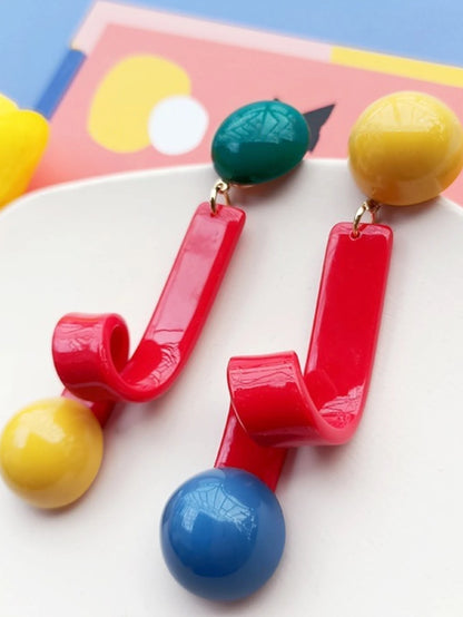 A Pair of Personalized Red Tie Shaped Acrylic Earrings