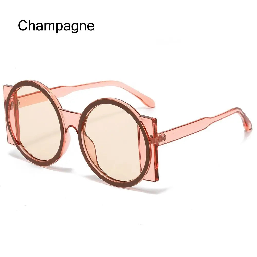 Fashion Oversized Round Sunglasses Women Contrast Color Shades UV400 Retro Unique Men Trending Gradient