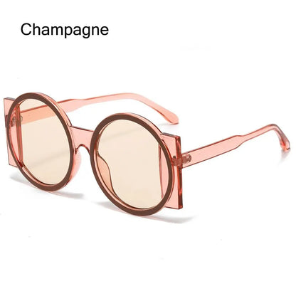 Fashion Oversized Round Sunglasses Women Contrast Color Shades UV400 Retro Unique Men Trending Gradient